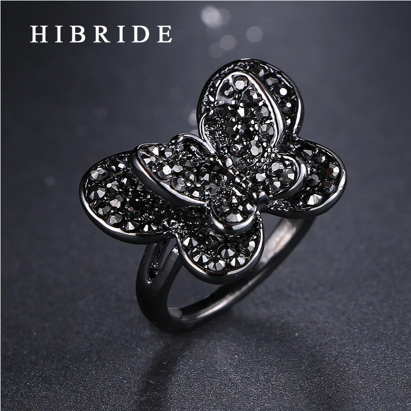 Брендовые новые модные черные покрытые пистолетом кольца HIBRIDE для мужчин и