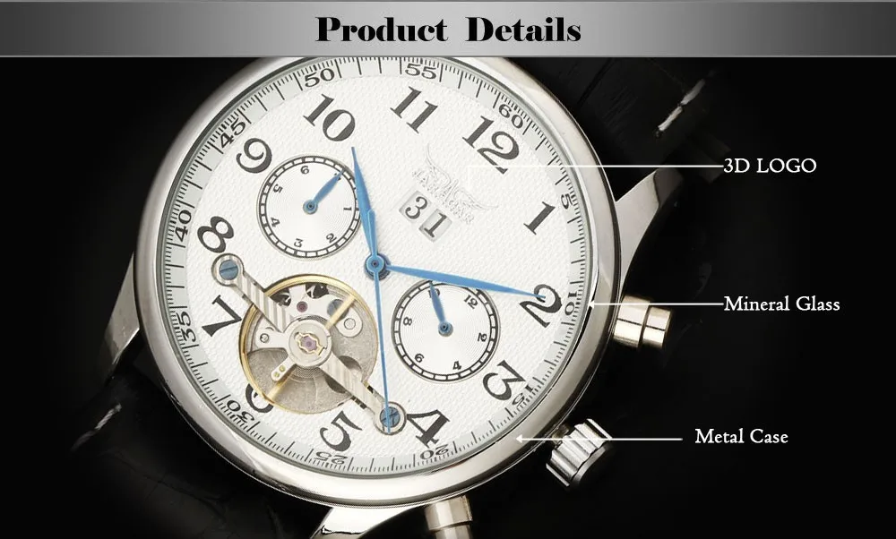 Новинка, модные брендовые автоматические механические мужские наручные часы с турбийоном с календарем и кожаным ремешком