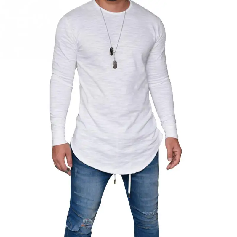 2018New Men's Fashion Slim O neck Long Sleeve Shirts Teens Boys Casual ...