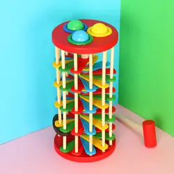 Бить шаров лестница Монтессори материалы Развивающие деревянные игрушки для детей орбитальной катящийся шар Oyuncak для пинг-понга