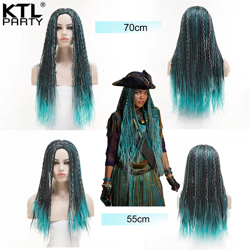 

KTLPARTY 70CM/55CM Descendants 2 Uma Braids Wig Women Long Straight Braided Cosplay Wig Lady Uma Series Halloween party Wig