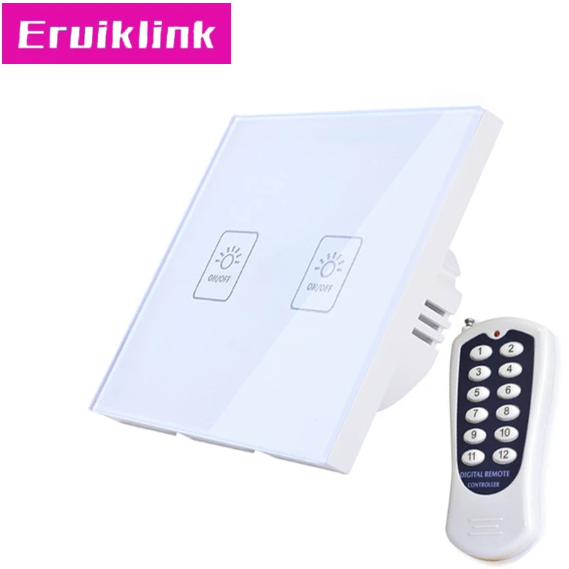 

EU/UK Standard Wireless Remote Control Touch Switch,2 Gang 1 Way RF433 Wall Light Switch For Smart House Free shipping