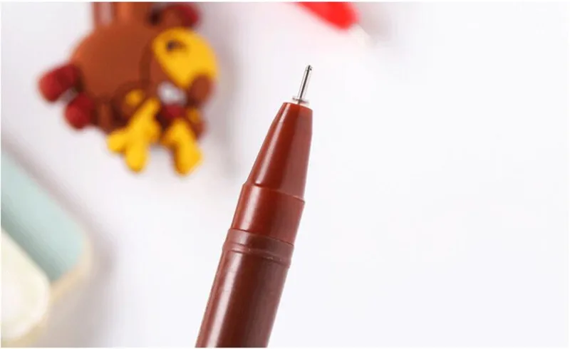 1 шт., рождественские подарки, гелевая ручка с милым лосем, 0,38 мм, черные студенческие ручки для подписи воды, принадлежности для нового года