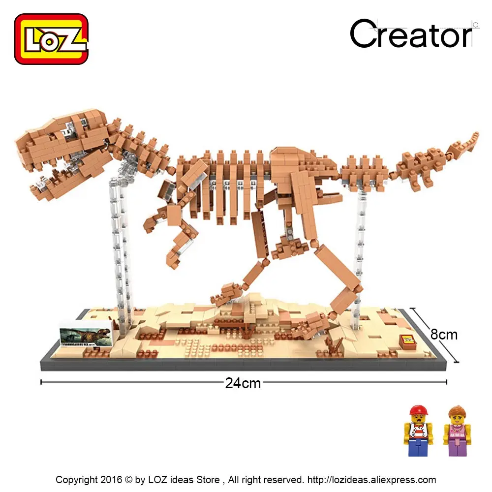 Строительные блоки LOZ Tyrannosaurus Rex fossiles T модель черепа DIY сборка игрушек скелета