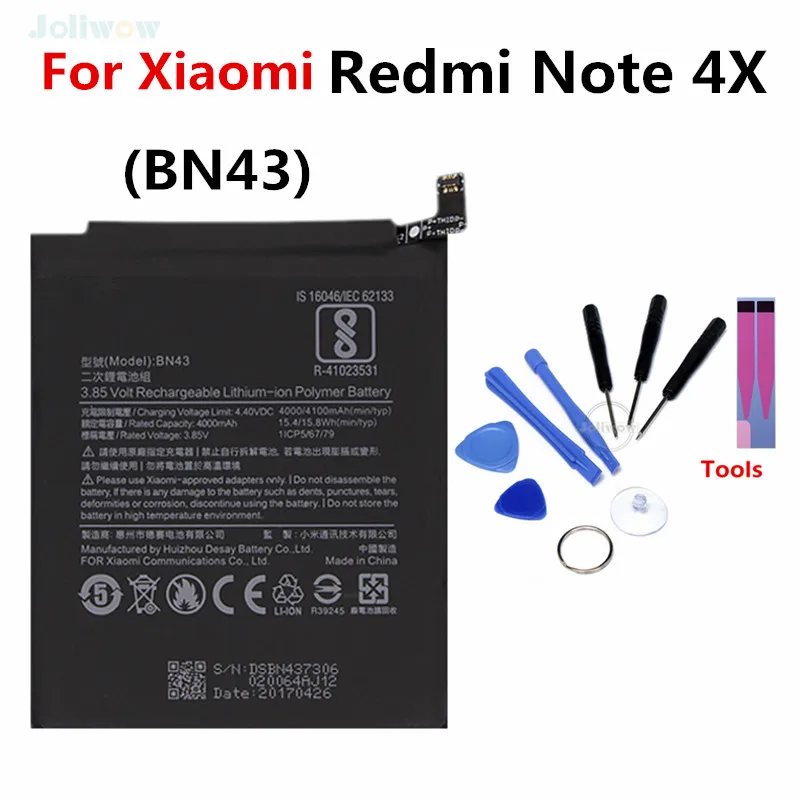 

For XiaoMi BN43 Phone Battery Replacement Phone Battery For Xiaomi Redmi Note 4X battery Note 4 global Snapdragon 625 4000mAh