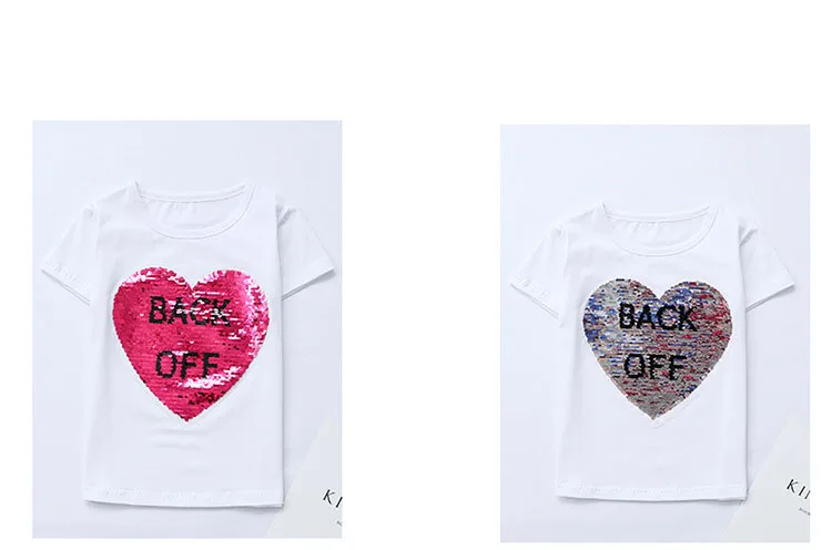 T-Shirts Cotton Girls Cool Things Cat Changing T Shirt Flip Sequin Shirt Reversible Sequin Kids Girls Tops 3