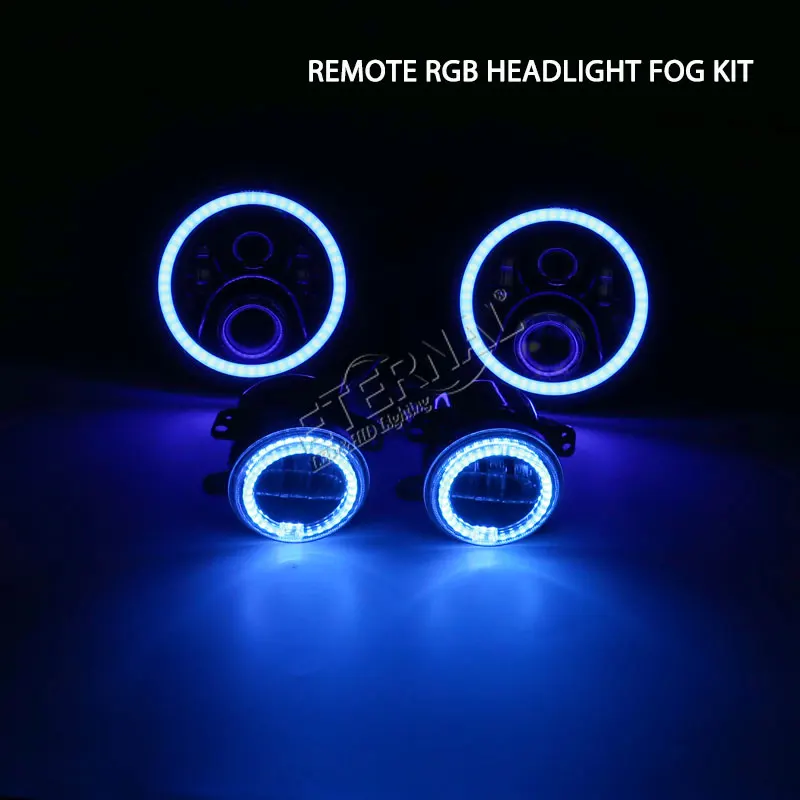 Bluetooth remote 60 W RGB светодиодные фары + 4 дюйма 30 led противотуманных фар для 4x4 offroad Wrangler