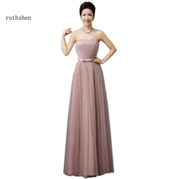 

ruthshen 2018 Bridesmaid Dresses Sweetheart Pleated Pink Gray Tulle Vestidos De Madrinha Cheap Wedding Guest Dresses