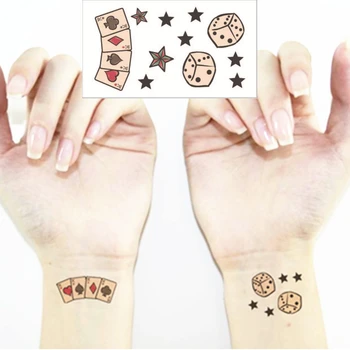 

SHNAPIGN Poker Dice Flash Tattoo Hand Sticker 10.5*6cm Small Waterproof Henna Beauty Temporary Body Sticker Art FREE SHIPPING