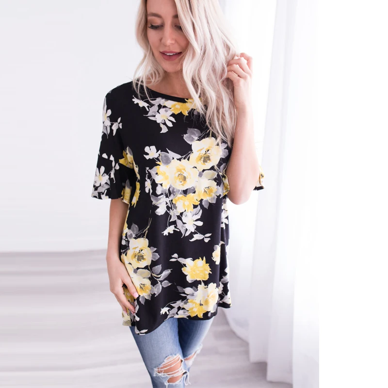 maternity blouse-maternity tops-maternity tshirt-black front AS1752