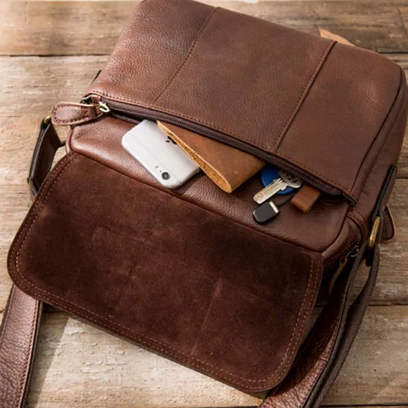 AETOO Genuine Leather Men Bag Casual Business Man Shoulder Crossbody bags Cowhide Large Capacity Travel Messenger bags New