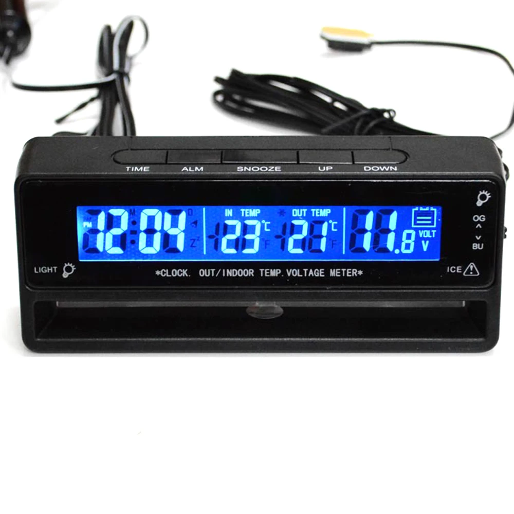 

3 in 1 Auto Car Clock Thermometer voltmeter auto accessories Car Thermometer Voltage Temperature Monitor hours in the car DY117
