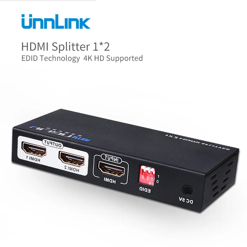 Unnlink Профессиональный 2 Порты и разъёмы HDMI Коммутатор сплиттер с EDID Технология