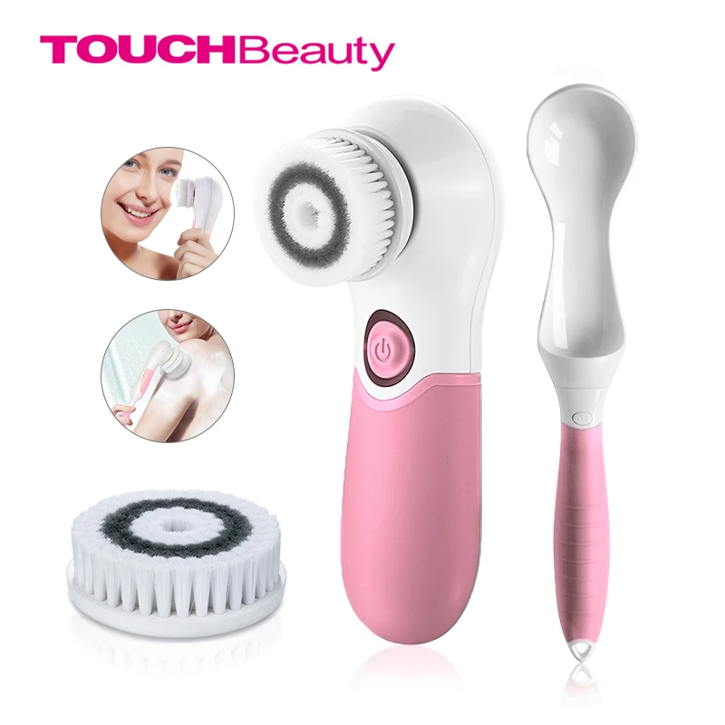 TOUCHBeauty 2 в 1 360 Вращающийся уход за кожей лица и Очищающая щетка для тела, две скорости Очиститель Машина душ сзади спин кисточки TB-14839P