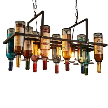 

Industrail style personality glass bottle iron pendant lights retro simple lamp glass bar restaurant comercial lighting fixtures