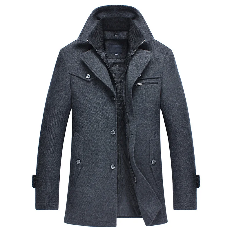

New Winter Men's Wool Coat Slim Jackets Mens Casual Business Warm Outerwear Jacket Men Thicken Coat Plus Size M~4XL Male Jacket