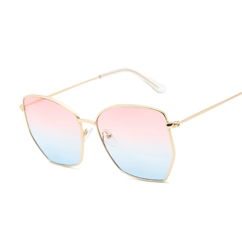 Многоугольные прозрачные Квадратные Солнцезащитные очки для женщин, модные фирменные дизайнерские женские винтажные негабаритные солнцезащитные очки с металлической оправой, женские солнцезащитные очки UV400