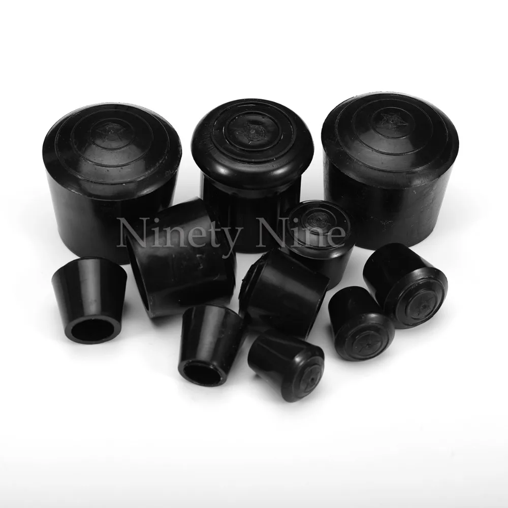 블랙 라운드 가구 의자 테이블 다리 발 고무 커버, 바닥 보호대 캡, 내경 10-35mm, 12 개