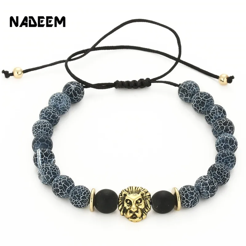 

Drop Shipping Fashion Lion Head Charm Men Women Braided Nylon Cord Macrame Animal Adjustable Bracelet Jewelry pulseras hombre