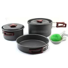 High quality camping cookware set portable combined pot set outdoor pot set barbecue pot set 2-3