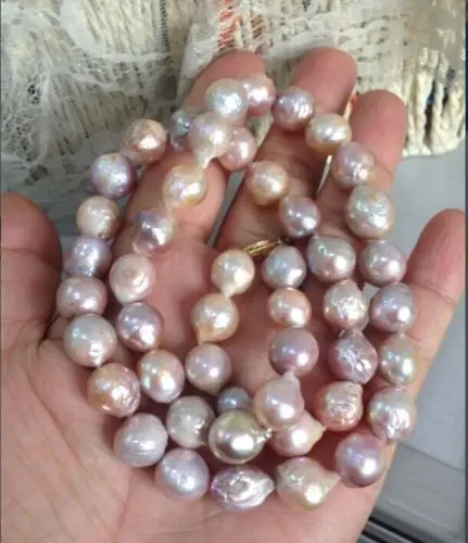 

Free shipping hot sale Women Bridal Wedding Jewelry >>12-13mm natural Australian south sea pink kasumi pearl necklace 17inch