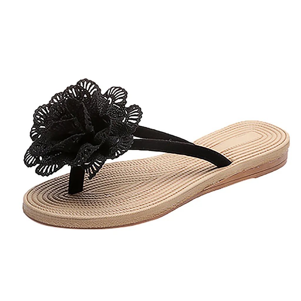 

SAGACE Fashion Women Summer Bohemian Flats Flip Flops Flower Ethnic Style Beach Slipper Non-Slip Clip-Toe Casual Slip On Slides