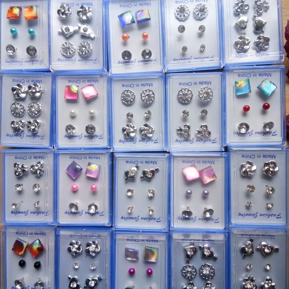 

Hot Lowest Price Fashion Earrings Jewelry Charms 3/6/12/20Pair/Box Heart/Crystal/Pearl/Flower Stud Earrings Girl Birthday Party