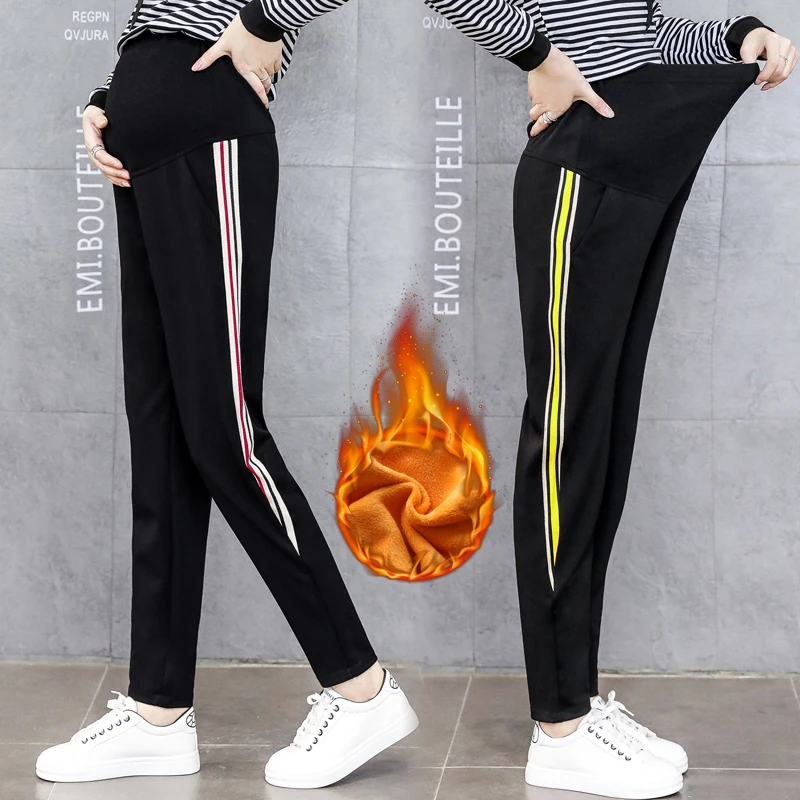 

Winter Fashion Maternity Pants Casual Warm Plus Velvet Sweatpants Pregnancy Clothes For Pregnant Women Pregnancy Clothing