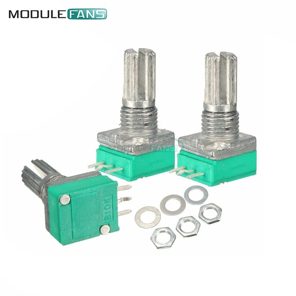 

10Pcs 6mm Single Linear B Type10K ohm Rotary Potentiometer 15mm Knurled Shaft Rotary Potentiometers 10K Ohm With Nuts Washers
