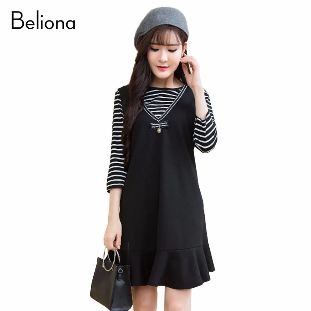 

Two Pieces Stripe Maternity Dresses for Spring Loose Casual Maternity-dress A-line Fashion Maternity Clothes for Pregnant Women