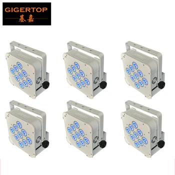 

TIPTOP 6pcs/lot 9x18W RGBWA UV Color Mixing 6in1 Wireless DMX Flat Led Par Battery Wireless LED Par Light DMX High Quality