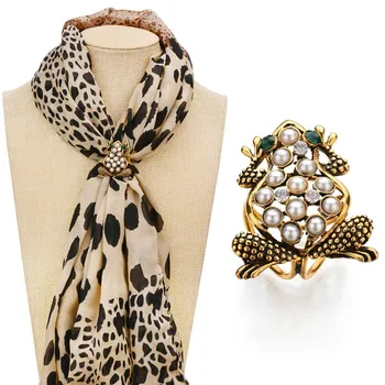 

24 Pcs/Lot Scarf Fastener Imitation Pearl Cartoon Frog Brooch for Women Cute Kawaii Frog corsage accessories Bulk Wholesale