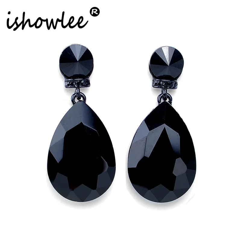 

ISHOWLEE Black Water Drop Crystal Drop Earrings for Women Fashion Unique Wedding Earrings New Arrival 2019 Luxury Jewelry bxb20