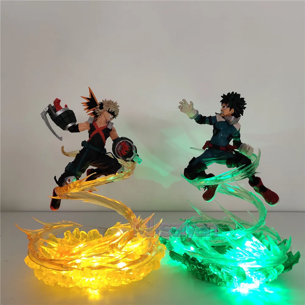 My Hero Academy Figure Bakugou Katsuki VS Midoriya Izuku DIY Модель светодиодный светильник фигурки Аниме Boku no Hero Academy Toys