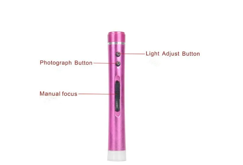 Video Camera Microscópio Portátil Lupa Portátil Prata bwith LED Verificação Da Pele