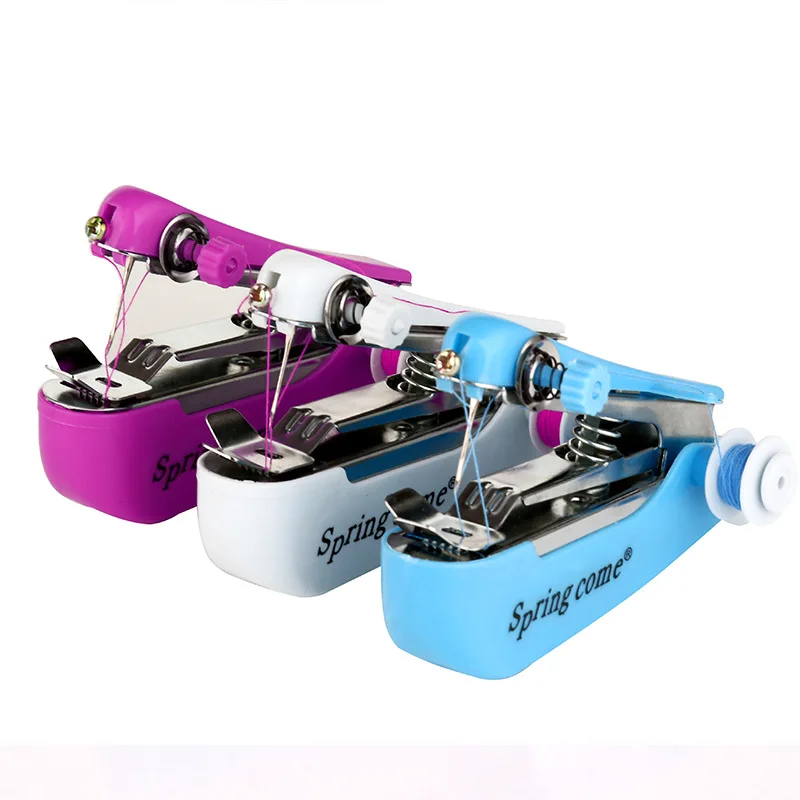 Mini Sewing Machine Patchwork Overlock DIY Portable Pocket Manual Stitch Accessories Cloth Fabric Handy Needlework Tool  (3)