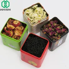 WHISM Vintage Tea Caddy Pastoral Candy Tin Mini cajas de almacenamiento de hierro sellado de café en polvo latas de té hojas contenedor organizador de Metal