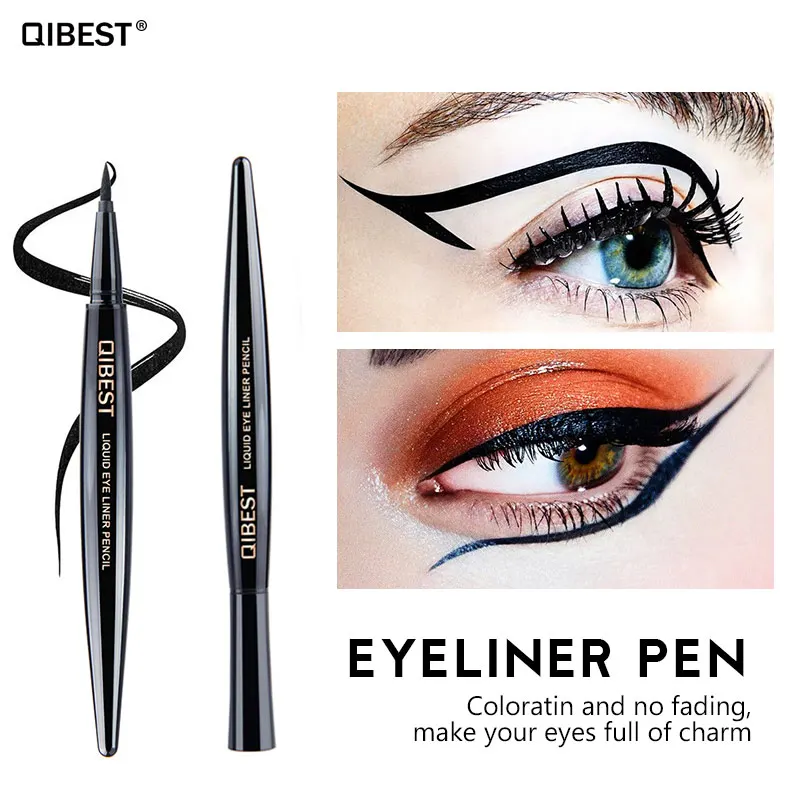 

QiBest Makeup Black Eyeliner Pen Long-lasting Waterproof Cat Eye Liner Pencil Cosmetic Quick Dry Non-blooming