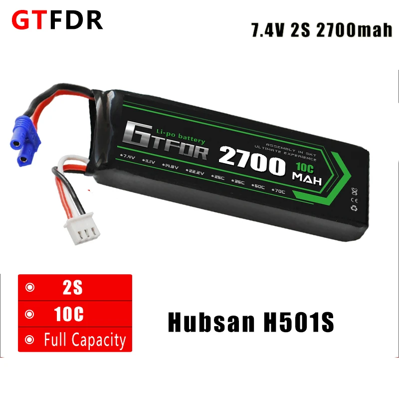 

GTFDR Good Quality Hubsan H501S X4 RC Quadcopter Spare Parts 7.4V 2700mAh 10C Rechargeable Battery H501S H501C X4 RC