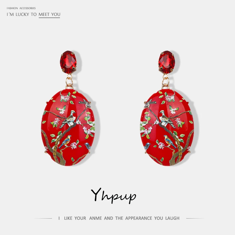 

Yhpup Fashion Ethnic Chinese Painting Graffiti Drop Earrings Charms Colorful Fun Dangle Earrings Pendientes Mujer Moda 2018 Gift