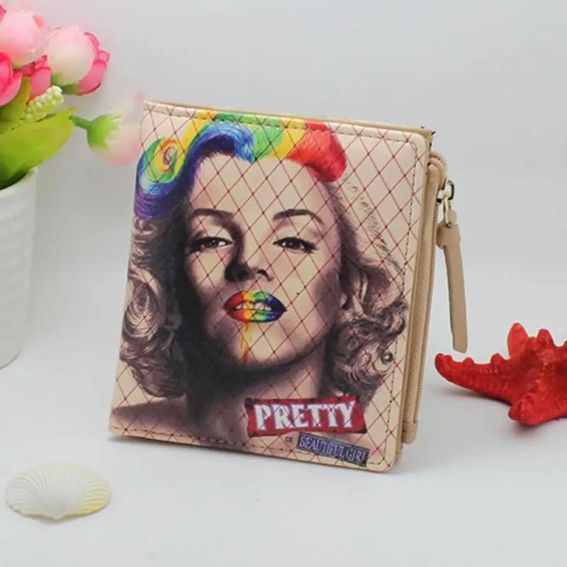 Модный кошелек и кошельки для монет, Женские винтажные кошельки с рисунком Мэрилин Монро, женские кошельки, Брендовые женские тонкие короткие кошельки, клатчи - Цвет: beauty