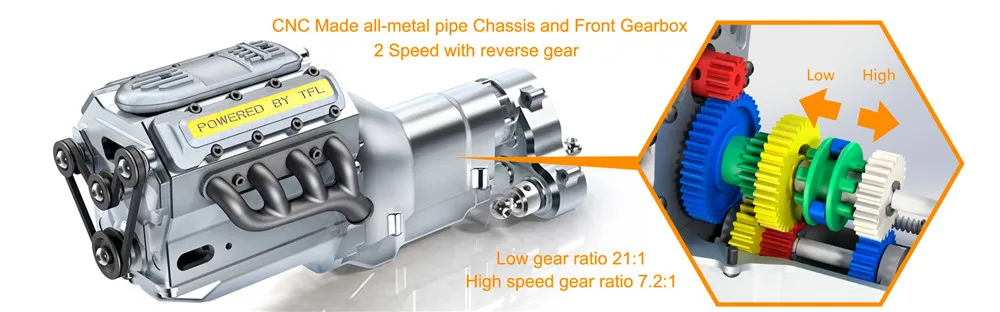 TFL C1805 в разобранном виде комплект 1/8 4WD 9G servo Rc Автомобиль Металл 2 скорости гусеничный редуктор без электронных деталей 15 кг и выше сервопривод
