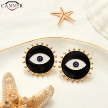 CANNER, черные серьги сглаза для женщин, модное ювелирное изделие, панк, Золотые круглые серьги-гвоздики, серьги kolczyki oorbellen H50