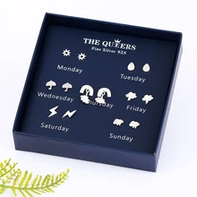 LE небо подарочной коробке комплект корейский иглы погоду серии Радуга облака Солнечный молнии серьги стержня для Для женщин ювелирные изделия