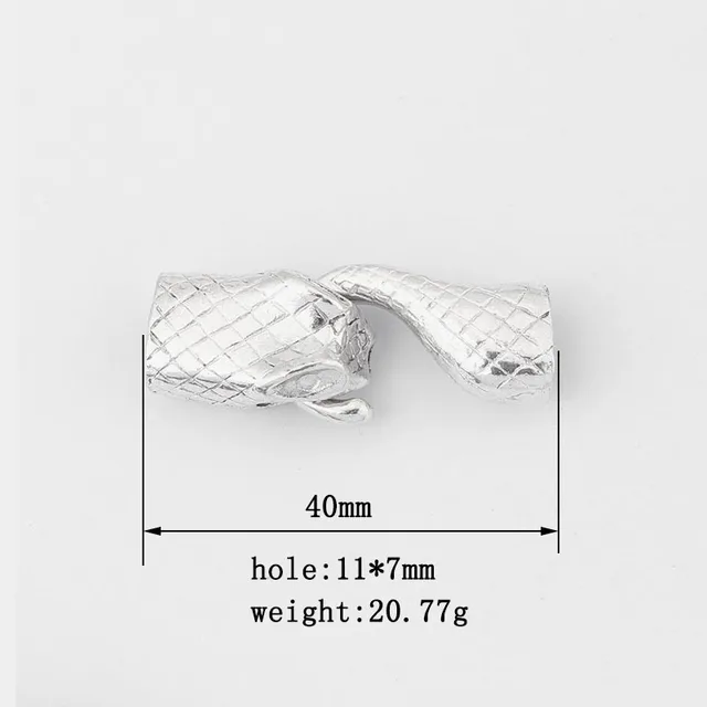 2sets Fashion Hook Clasp Wolf Snake Crocodile Head And Tail Hook Clasp For 12*6mm 6/8mm Leather Cord Bracelet Necklace Making 2