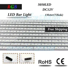 50 шт. led luces бар с сигналами "красный-зеленый-синий 4pin 5050 IP25 1 м белый/теплый белый 72led/m 12 V с U-образный паз алюминиевый бампер для шкафа/кухня
