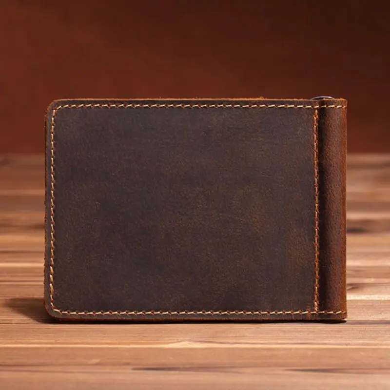

Portable Ultra-Thin Simple Money Clip Leather Bifold Mini Wallet