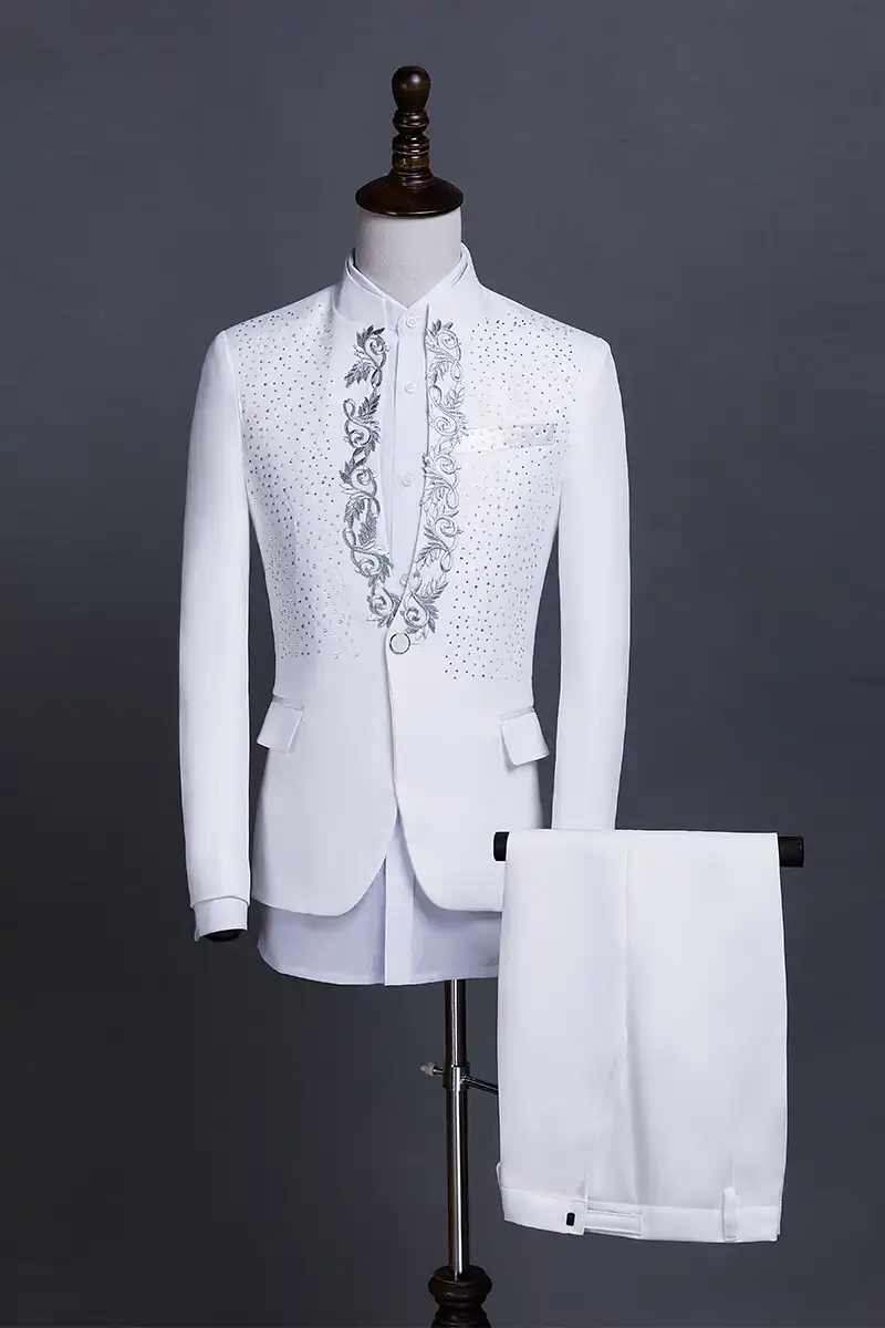 costumes male adult stand collar sequin singer hos