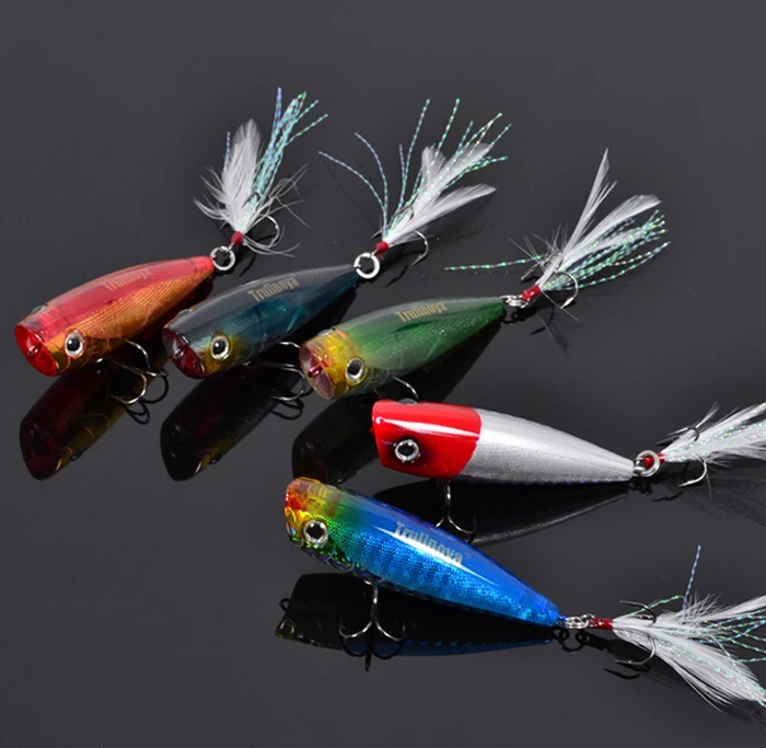 Trulinoya DW20 Poppers рыболовные приманки и головной повязкой с пером тройными крючками 60