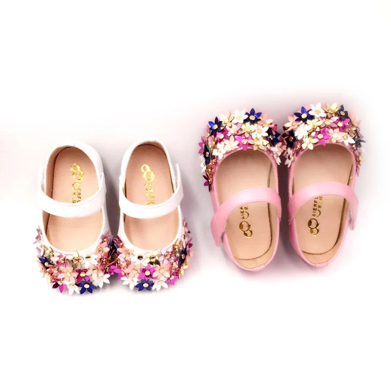 

Leather sheepskin baby shoes Girls single shoes 1-3 year old small leather shoes flowers